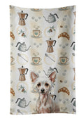 Hairless Chinese Crested Coffee Bar Kitchen Towel Velour Plush Front and Cotton Loop Back Machine Washable
