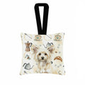 Powderpuff Chinese Crested Coffee Bar Hanging Square Fabric Ornament 3.5 � 3.5 Decorative Door-Knob & Tree Hanger, Soft Fabric