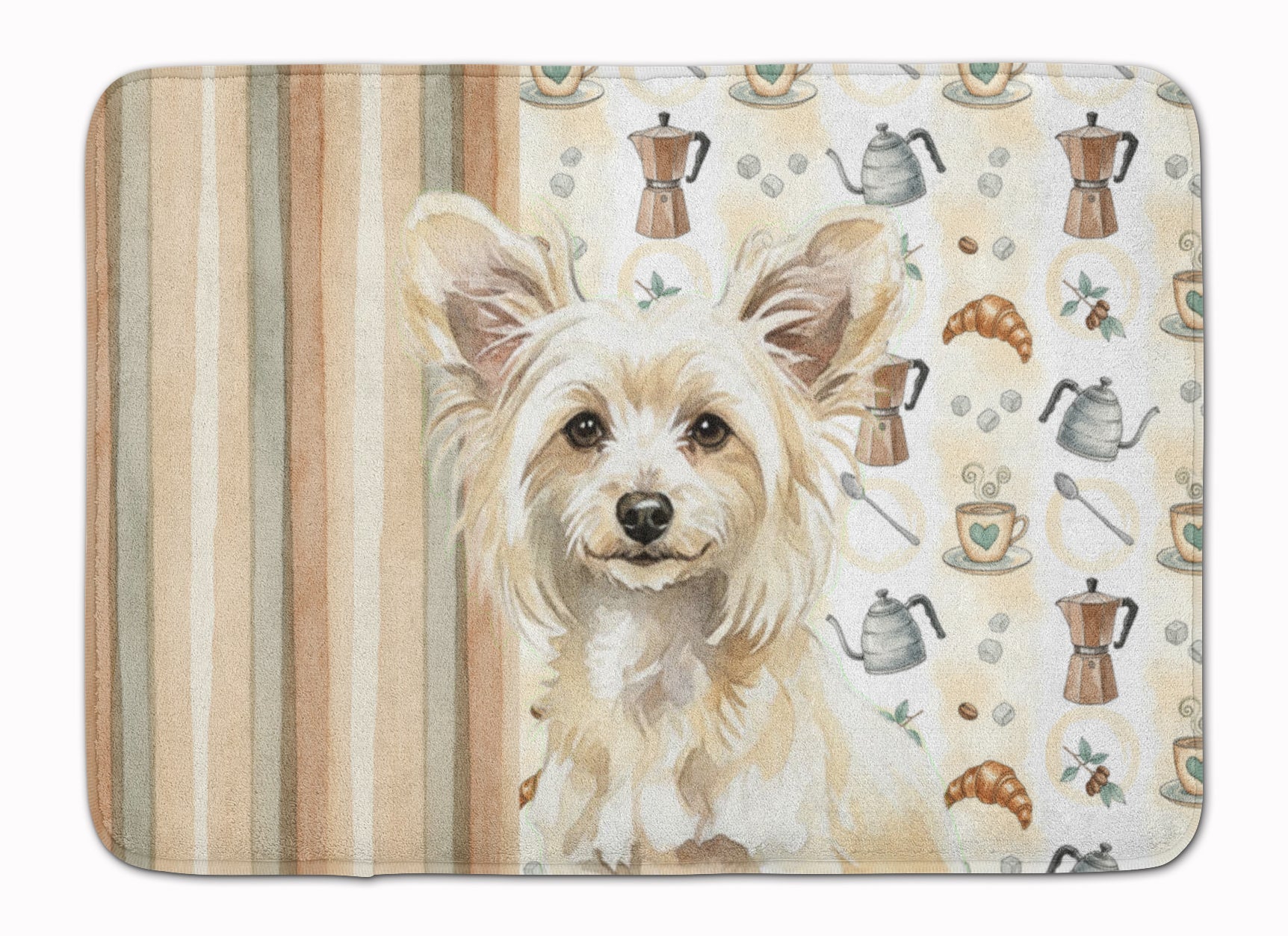 Powderpuff Chinese Crested Coffee Bar Memory Foam Kitchen Mat Machine Washable Anti-Fatigue Cushion Comfort Bath or Kitchen Rug