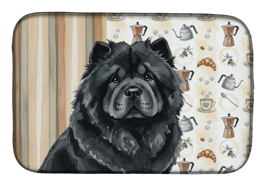 Black Chow Chow Coffee Bar Dish Drying Mat Absorbent Dish Drying Mat Pad for Kitchen Counter Dish Drainer Mat for Countertop, 14 x 21", Multicolor