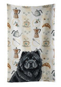 Black Chow Chow Coffee Bar Kitchen Towel Velour Plush Front and Cotton Loop Back Machine Washable