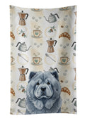 Blue Chow Chow Coffee Bar Kitchen Towel Velour Plush Front and Cotton Loop Back Machine Washable