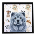 Blue Chow Chow Coffee Bar Framed Metal Print Bathroom, Kitchen, Office, Home Decor Wall Art Ready to Hang, Square, 8X8