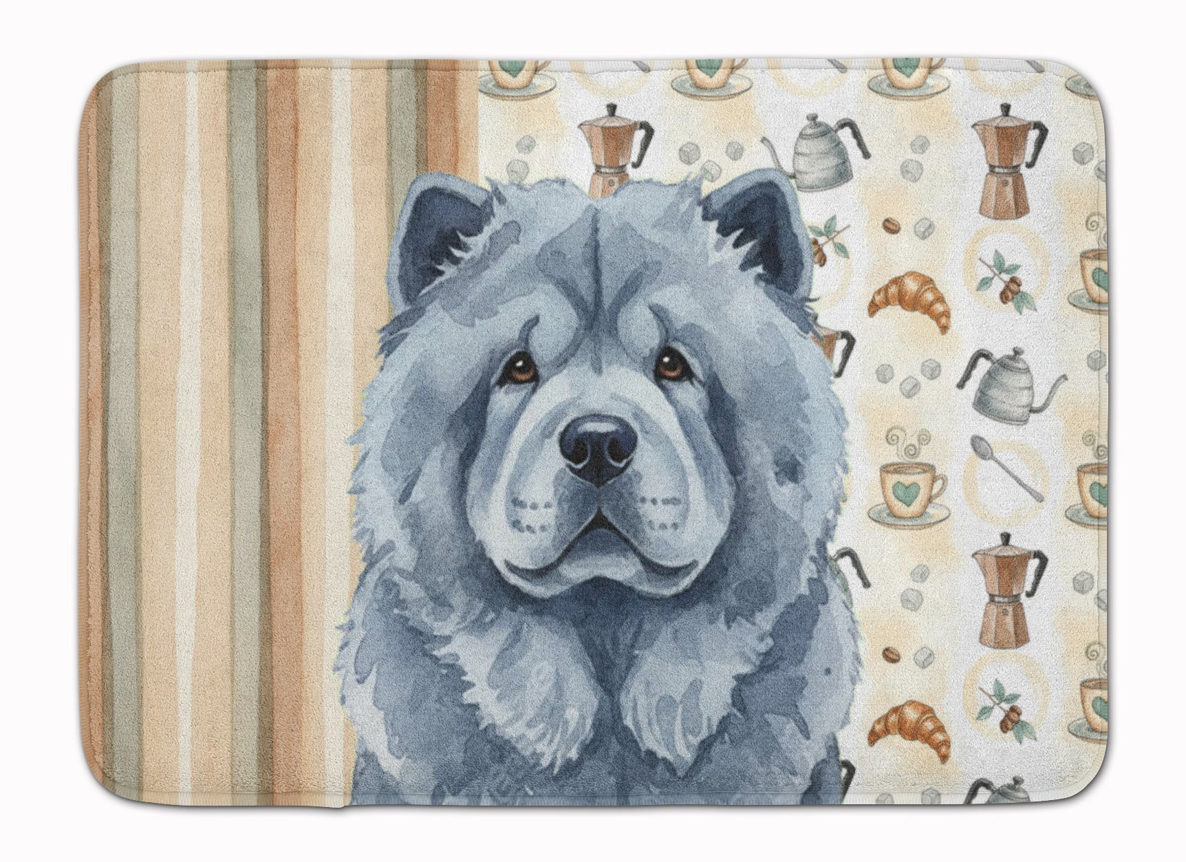 Blue Chow Chow Coffee Bar Memory Foam Kitchen Mat Machine Washable Anti-Fatigue Cushion Comfort Bath or Kitchen Rug