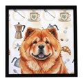 Red Chow Chow Coffee Bar Framed Metal Print Bathroom, Kitchen, Office, Home Decor Wall Art Ready to Hang, Square, 8X8