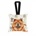 Red Chow Chow Coffee Bar Hanging Square Fabric Ornament 3.5 � 3.5 Decorative Door-Knob & Tree Hanger, Soft Fabric