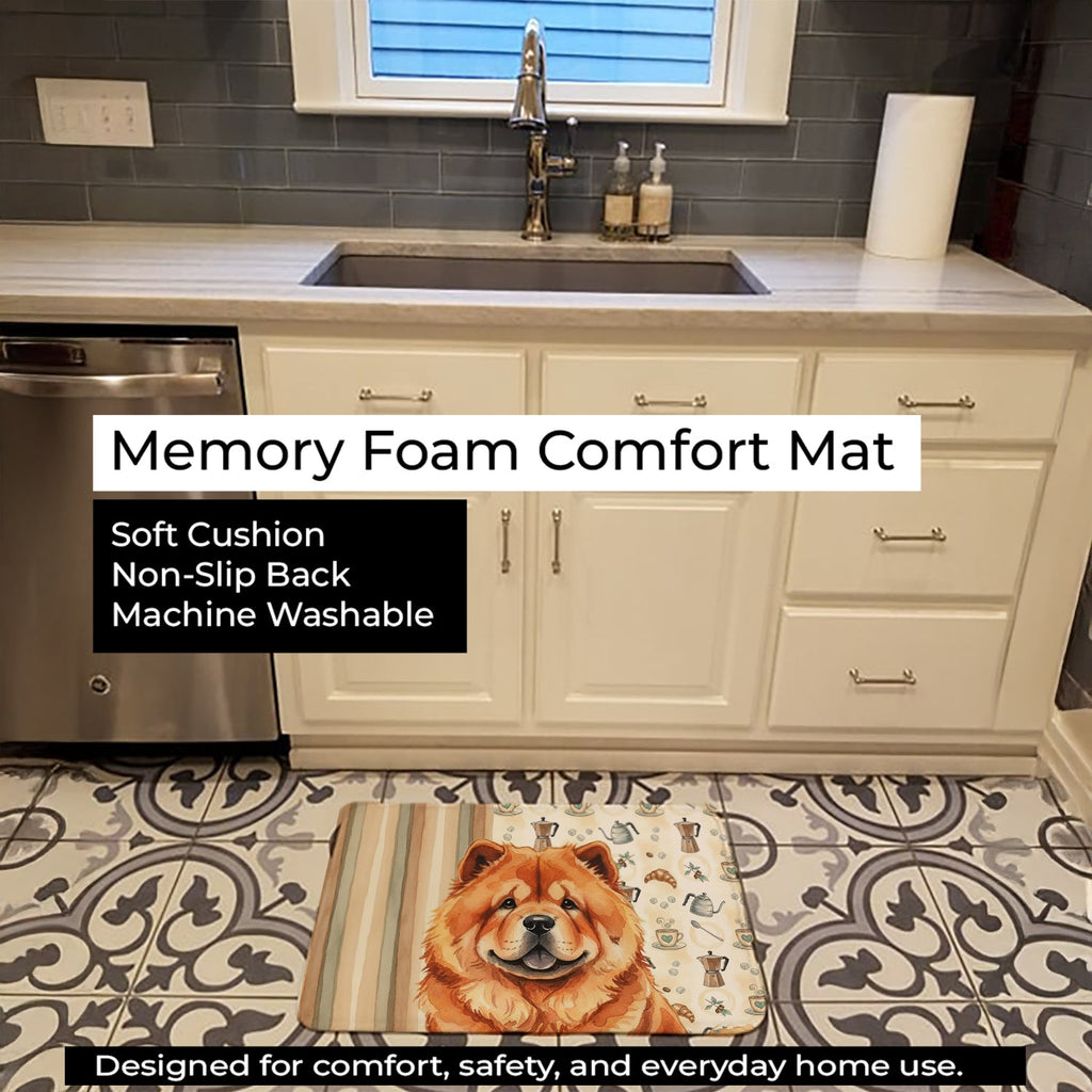Red Chow Chow Coffee Bar Memory Foam Kitchen Mat Machine Washable Anti-Fatigue Cushion Comfort Bath or Kitchen Rug
