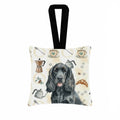 Black Cocker Spaniel Coffee Bar Hanging Square Fabric Ornament 3.5 � 3.5 Decorative Door-Knob & Tree Hanger, Soft Fabric