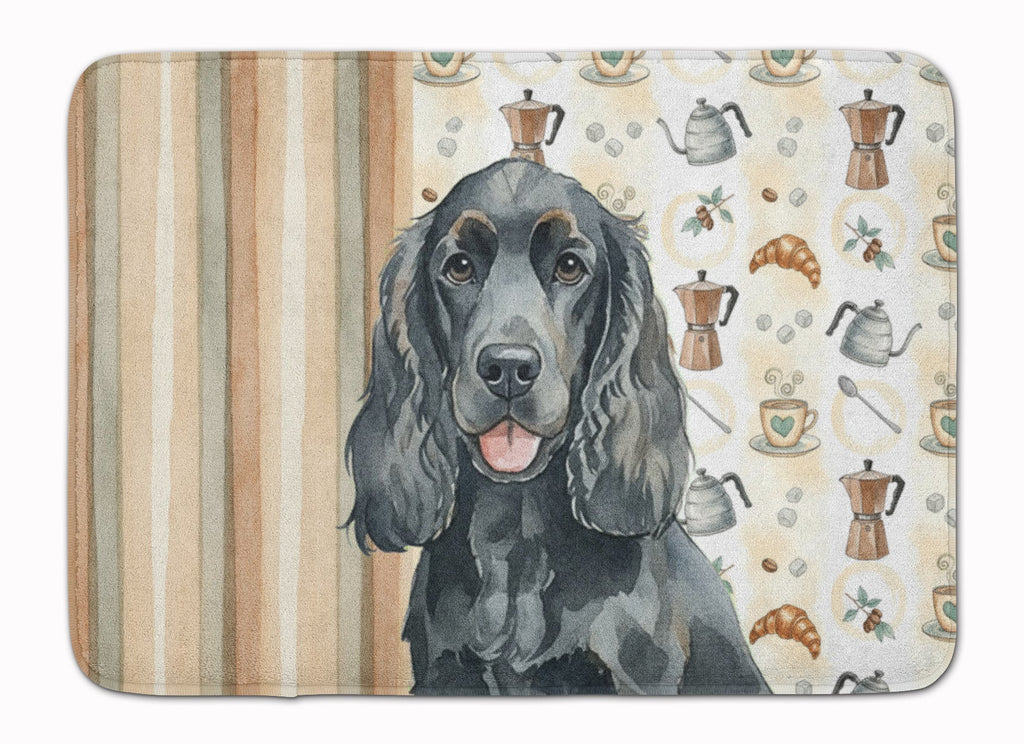Black Cocker Spaniel Coffee Bar Memory Foam Kitchen Mat Machine Washable Anti-Fatigue Cushion Comfort Bath or Kitchen Rug
