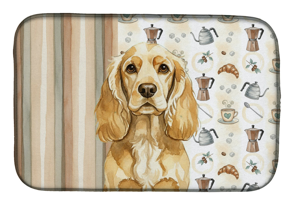 Buff Cocker Spaniel Coffee Bar Dish Drying Mat Absorbent Dish Drying Mat Pad for Kitchen Counter Dish Drainer Mat for Countertop, 14 x 21", Multicolor