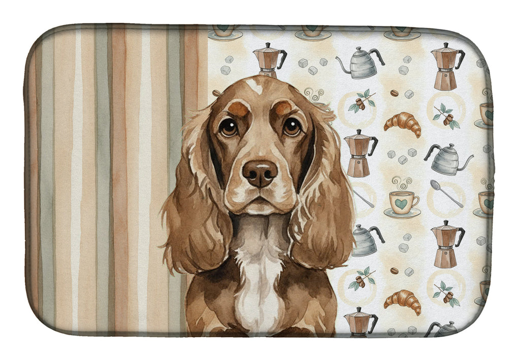 Chocolate Cocker Spaniel Coffee Bar Dish Drying Mat Absorbent Dish Drying Mat Pad for Kitchen Counter Dish Drainer Mat for Countertop, 14 x 21", Multicolor