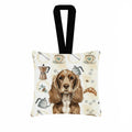 Chocolate Cocker Spaniel Coffee Bar Hanging Square Fabric Ornament 3.5 � 3.5 Decorative Door-Knob & Tree Hanger, Soft Fabric