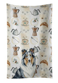 Blue Merle Collie Coffee Bar Kitchen Towel Velour Plush Front and Cotton Loop Back Machine Washable