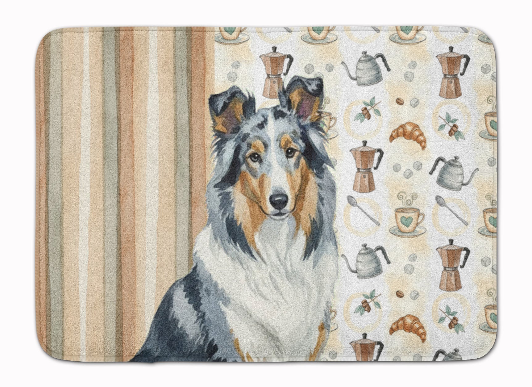 Blue Merle Collie Coffee Bar Memory Foam Kitchen Mat Machine Washable Anti-Fatigue Cushion Comfort Bath or Kitchen Rug