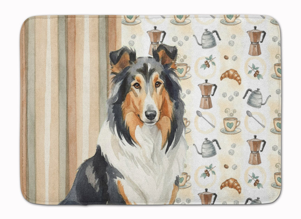 Tricolor Collie Coffee Bar Memory Foam Kitchen Mat Machine Washable Anti-Fatigue Cushion Comfort Bath or Kitchen Rug