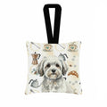 White with Gray Coton de Tulear Coffee Bar Hanging Square Fabric Ornament 3.5 � 3.5 Decorative Door-Knob & Tree Hanger, Soft Fabric