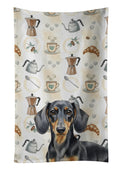 Black and Tan Dachshund Coffee Bar Kitchen Towel Velour Plush Front and Cotton Loop Back Machine Washable