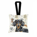 Black and Tan Dachshund Coffee Bar Hanging Square Fabric Ornament 3.5 � 3.5 Decorative Door-Knob & Tree Hanger, Soft Fabric