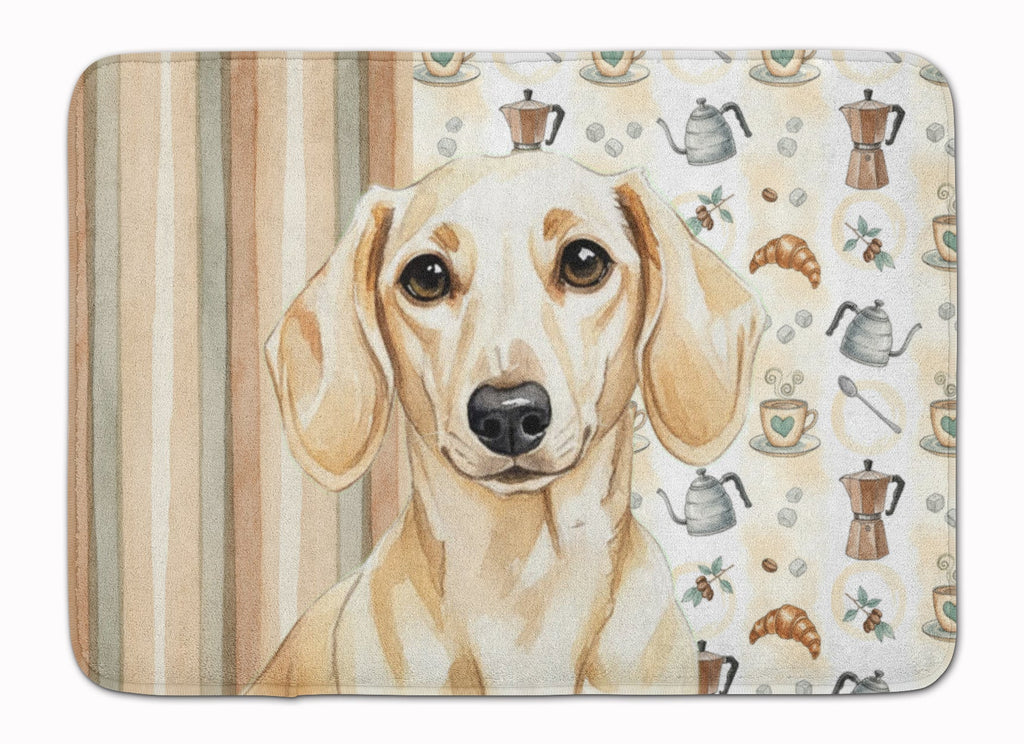 Cream Dachshund Coffee Bar Memory Foam Kitchen Mat Machine Washable Anti-Fatigue Cushion Comfort Bath or Kitchen Rug