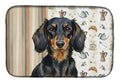 Longhaired Black and Tan Dachshund Coffee Bar Dish Drying Mat Absorbent Dish Drying Mat Pad for Kitchen Counter Dish Drainer Mat for Countertop, 14 x 21", Multicolor