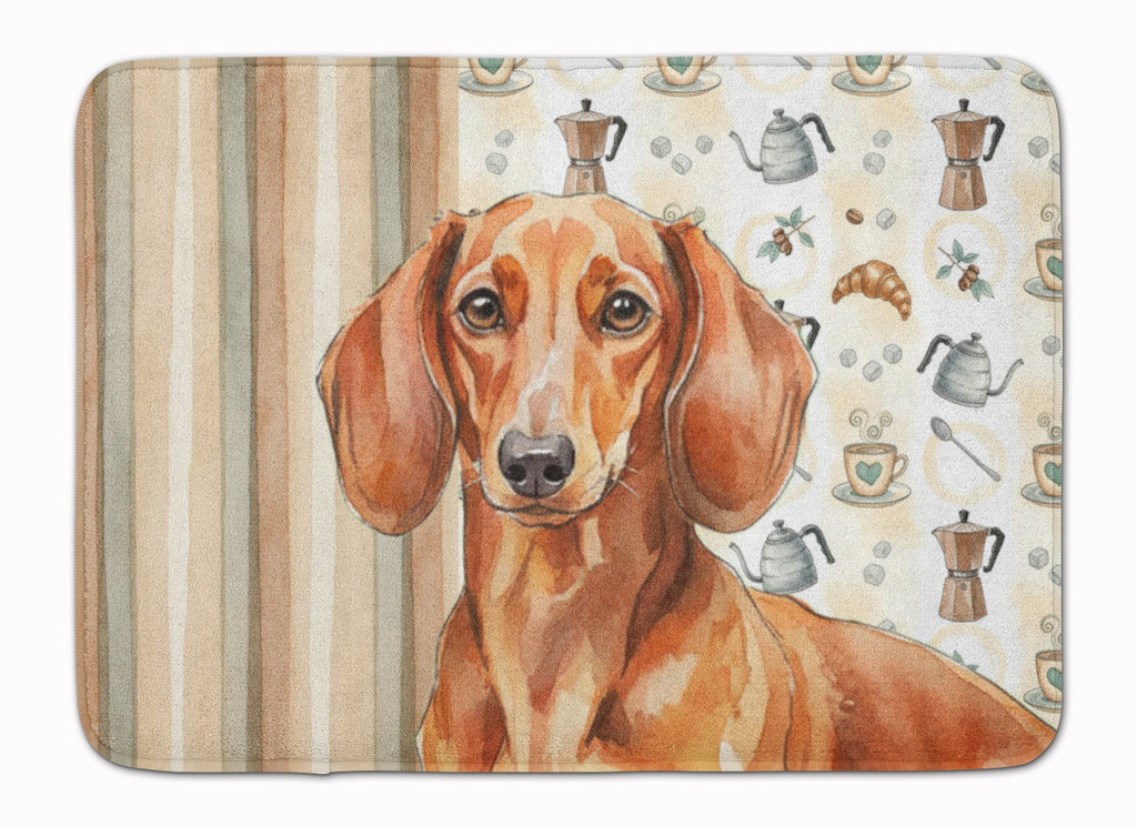 Red Brown Dachshund Coffee Bar Memory Foam Kitchen Mat Machine Washable Anti-Fatigue Cushion Comfort Bath or Kitchen Rug