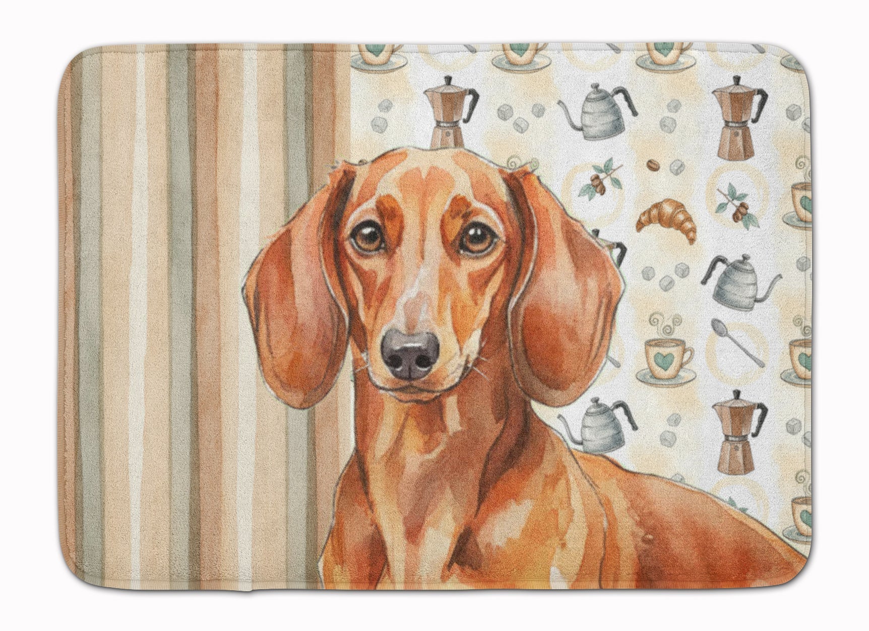 Red Brown Dachshund Coffee Bar Memory Foam Kitchen Mat Machine Washable Anti-Fatigue Cushion Comfort Bath or Kitchen Rug