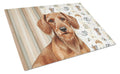 Wirehaired Red Dachshund Coffee Bar Cutting Board Tempered Glass Kitchen Cutting Surface, Heat Resistant Chopping, Non-Slip Feet, Food Prep & Serving