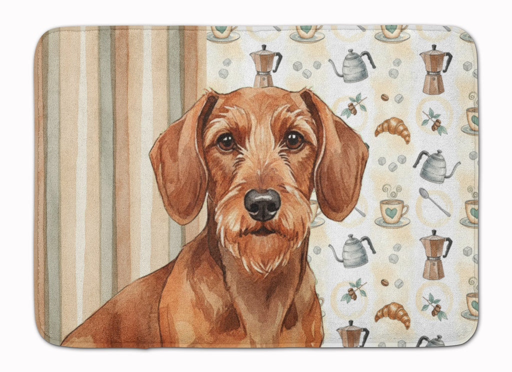 Wirehaired Red Dachshund Coffee Bar Memory Foam Kitchen Mat Machine Washable Anti-Fatigue Cushion Comfort Bath or Kitchen Rug