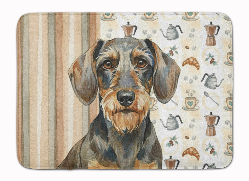 Wirehaired Wild Boar Dachshund Coffee Bar Memory Foam Kitchen Mat Machine Washable Anti-Fatigue Cushion Comfort Bath or Kitchen Rug