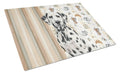 Dalmatian Coffee Bar Cutting Board Tempered Glass Kitchen Cutting Surface, Heat Resistant Chopping, Non-Slip Feet, Food Prep & Serving