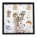 Liver Dalmatian Coffee Bar Framed Metal Print Bathroom, Kitchen, Office, Home Decor Wall Art Ready to Hang, Square, 8X8