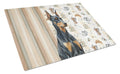 Doberman Pinscher Coffee Bar Cutting Board Tempered Glass Kitchen Cutting Surface, Heat Resistant Chopping, Non-Slip Feet, Food Prep & Serving