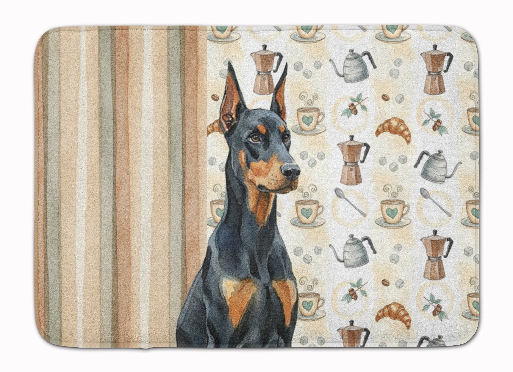 Doberman Pinscher Coffee Bar Memory Foam Kitchen Mat Machine Washable Anti-Fatigue Cushion Comfort Bath or Kitchen Rug