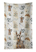 Fawn Doberman Pinscher Coffee Bar Kitchen Towel Velour Plush Front and Cotton Loop Back Machine Washable