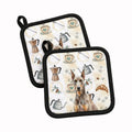 Fawn Doberman Pinscher Coffee Bar Pot Holder Set of 2 Heat Resistant Quilted Hot Pads 7.5 x 7.5 Inch, Insulated Kitchen Trivets for Cooking & Baking