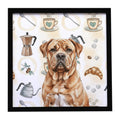 Dogue de Bordeaux Coffee Bar Framed Metal Print Bathroom, Kitchen, Office, Home Decor Wall Art Ready to Hang, Square, 8X8