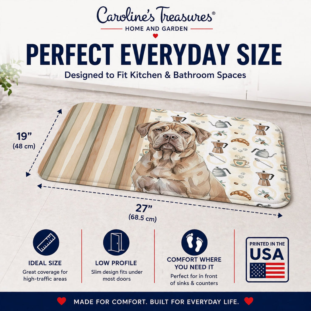 Isabella Dogue de Bordeaux Coffee Bar Memory Foam Kitchen Mat Machine Washable Anti-Fatigue Cushion Comfort Bath or Kitchen Rug