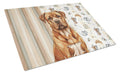 Mahogany Dogue de Bordeaux Coffee Bar Cutting Board Tempered Glass Kitchen Cutting Surface, Heat Resistant Chopping, Non-Slip Feet, Food Prep & Serving