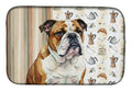 Brindle and White English Bulldog Coffee Bar Dish Drying Mat Absorbent Dish Drying Mat Pad for Kitchen Counter Dish Drainer Mat for Countertop, 14 x 21", Multicolor