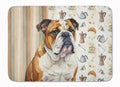 Brindle and White English Bulldog Coffee Bar Memory Foam Kitchen Mat Machine Washable Anti-Fatigue Cushion Comfort Bath or Kitchen Rug