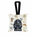Black English Cocker Spaniel Coffee Bar Hanging Square Fabric Ornament 3.5 � 3.5 Decorative Door-Knob & Tree Hanger, Soft Fabric