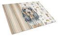 Blue Roan & Tan English Cocker Spaniel Coffee Bar Cutting Board Tempered Glass Kitchen Cutting Surface, Heat Resistant Chopping, Non-Slip Feet, Food Prep & Serving