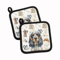 Blue Roan & Tan English Cocker Spaniel Coffee Bar Pot Holder Set of 2 Heat Resistant Quilted Hot Pads 7.5 x 7.5 Inch, Insulated Kitchen Trivets for Cooking & Baking