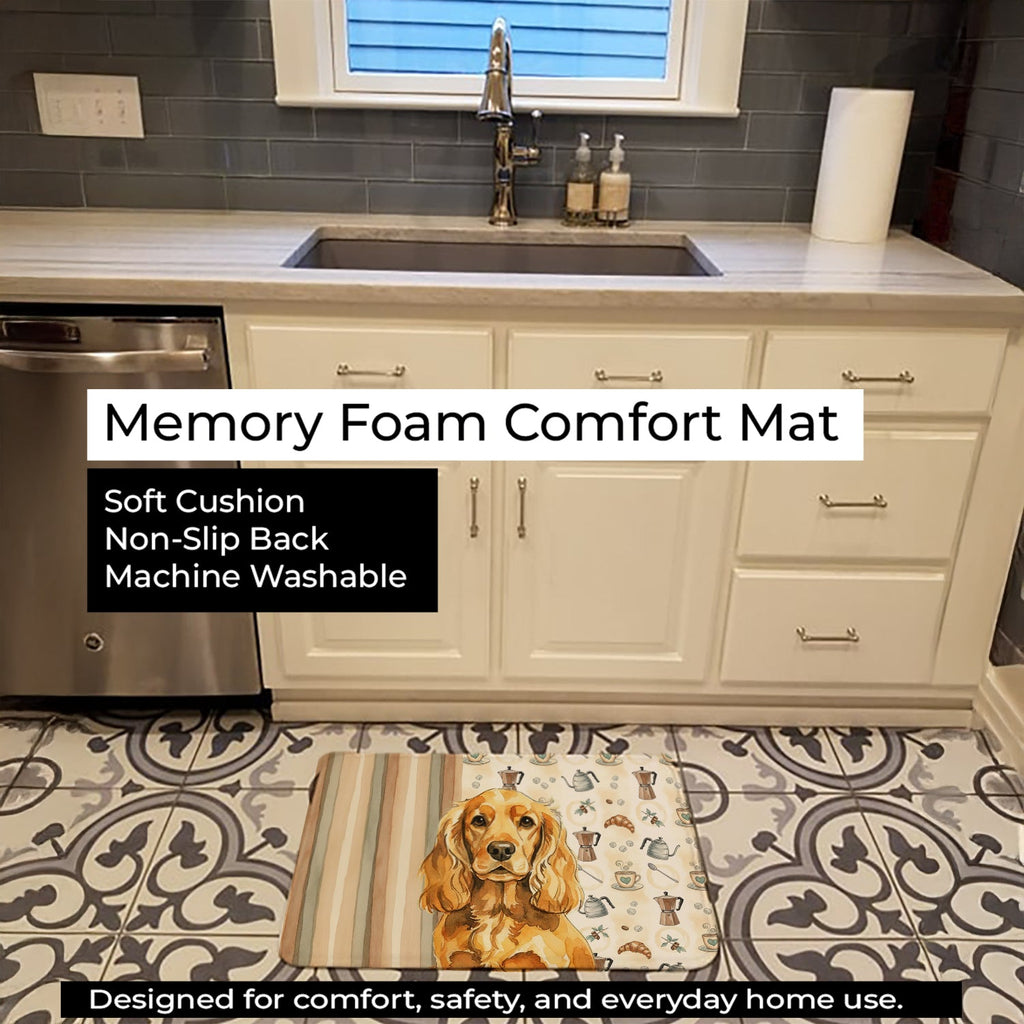 Golden English Cocker Spaniel Coffee Bar Memory Foam Kitchen Mat Machine Washable Anti-Fatigue Cushion Comfort Bath or Kitchen Rug