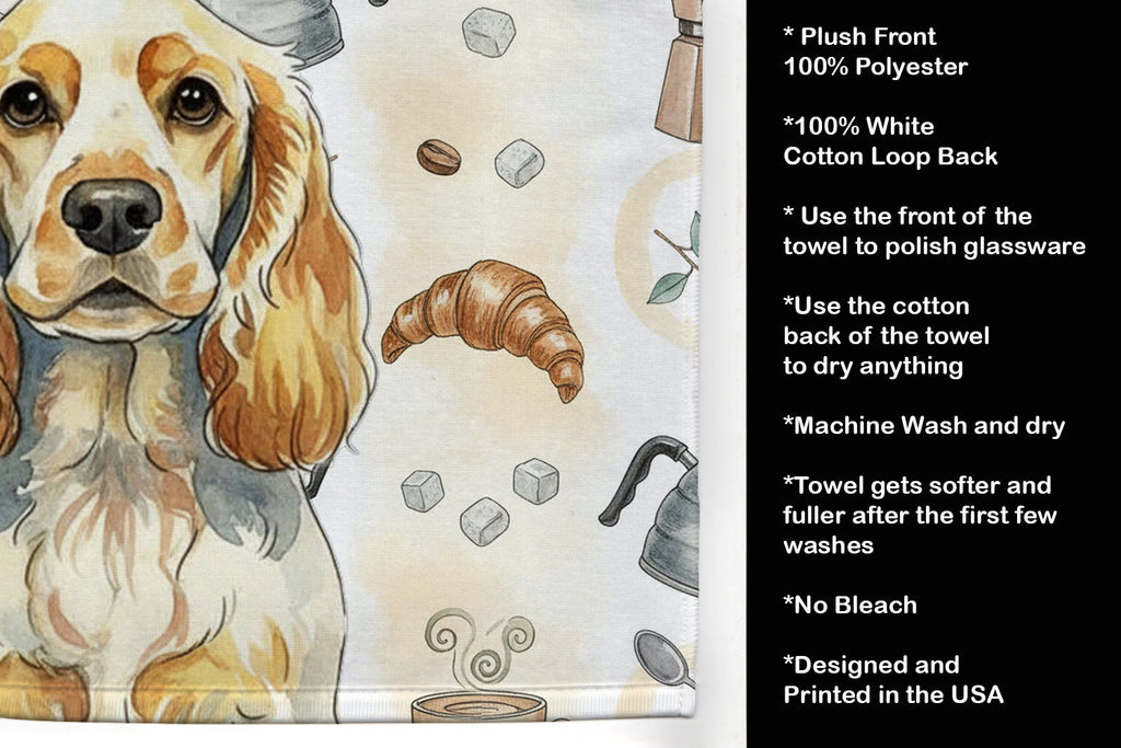 Lemon Roan English Cocker Spaniel Coffee Bar Kitchen Towel Velour Plush Front and Cotton Loop Back Machine Washable
