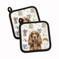 Liver English Cocker Spaniel Coffee Bar Pot Holder Set of 2 Heat Resistant Quilted Hot Pads 7.5 x 7.5 Inch, Insulated Kitchen Trivets for Cooking & Baking