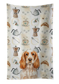 Orange Roan English Cocker Spaniel Coffee Bar Kitchen Towel Velour Plush Front and Cotton Loop Back Machine Washable