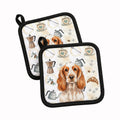 Orange Roan English Cocker Spaniel Coffee Bar Pot Holder Set of 2 Heat Resistant Quilted Hot Pads 7.5 x 7.5 Inch, Insulated Kitchen Trivets for Cooking & Baking
