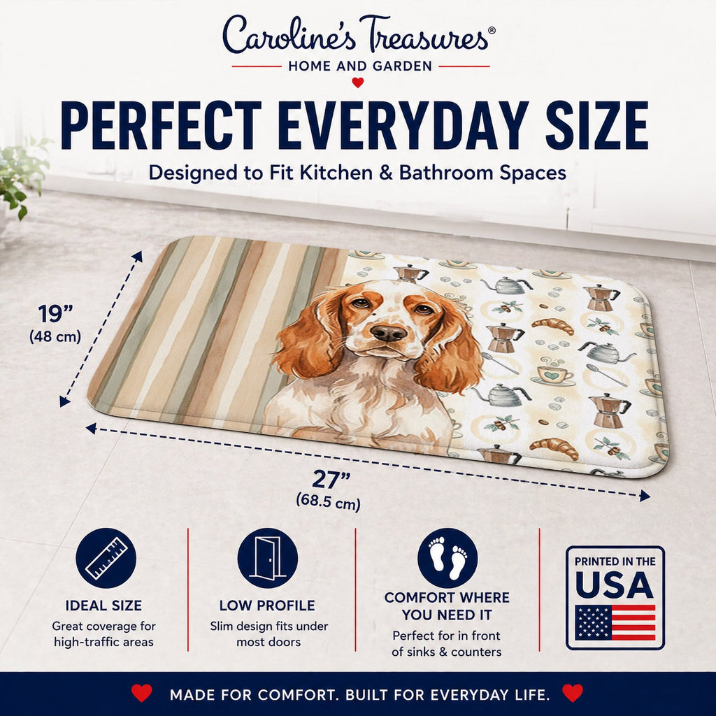 Orange Roan English Cocker Spaniel Coffee Bar Memory Foam Kitchen Mat Machine Washable Anti-Fatigue Cushion Comfort Bath or Kitchen Rug