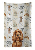 Red English Cocker Spaniel Coffee Bar Kitchen Towel Velour Plush Front and Cotton Loop Back Machine Washable